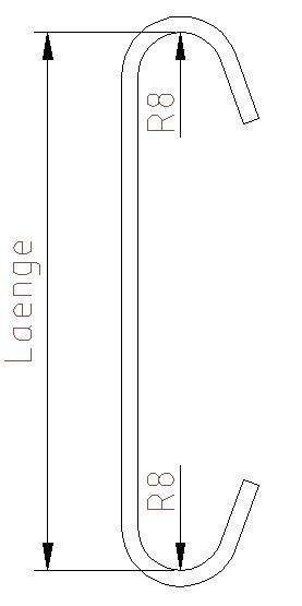 Standardhaken Nr. CRR8 planliegend Standardhaken Nr. CRR8 planliegend