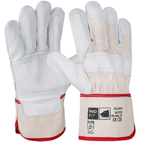 Rindvoll Leder Arbeitshandschuh, "Felsen", Volllederverstärkung