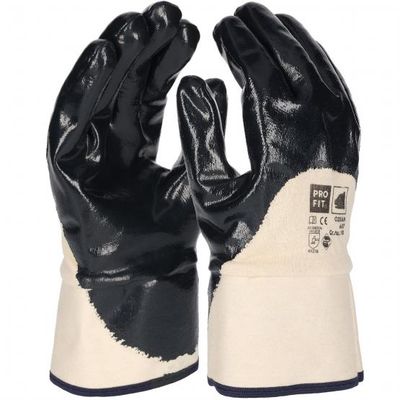 Nitril Handschuhe, "mega prem", blau, 3/4 getaucht, Stulpe