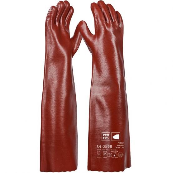PVC Chemikalienschutzhandschuhe "Pirat", rotbraun, 58 cm