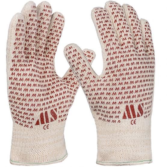 Hitzeschutzhandschuh, Baumwoll-Doppelstrick, Noppen, natur,achtung