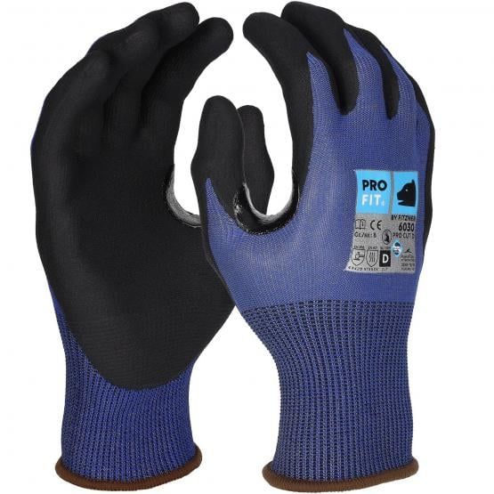 Nitril Schnittschutzhandschuh "Pro Cut D", blau/schwarz