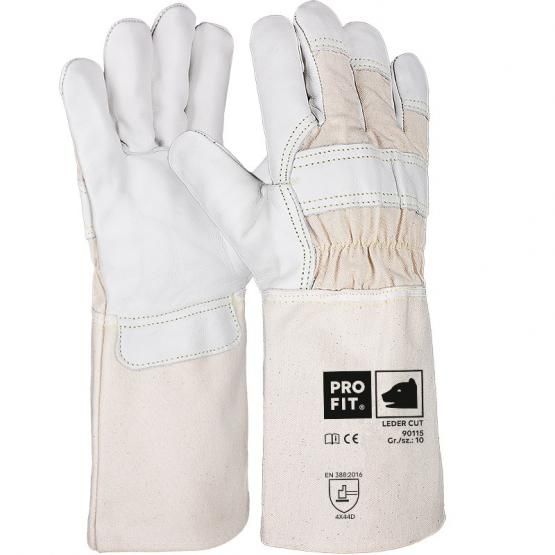 Rindvollleder Schnittschutzhandschuh, "See", Level D, 15cm Stulpe