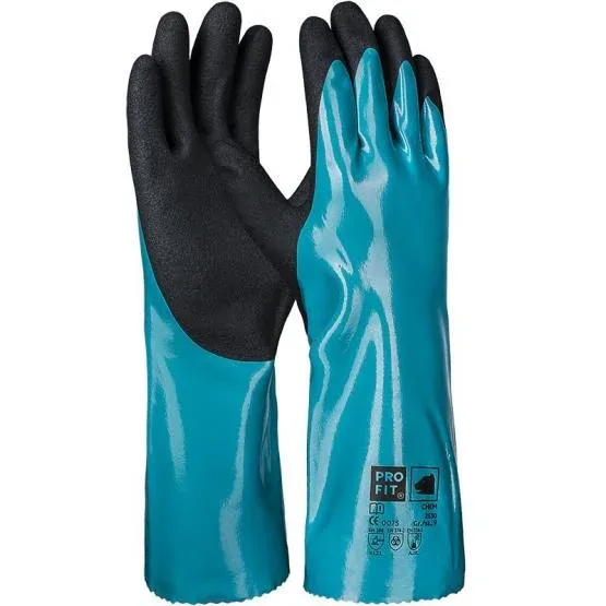 Nitril Chemikalienschutzhandschuhe "Chem", 35 cm, türkis