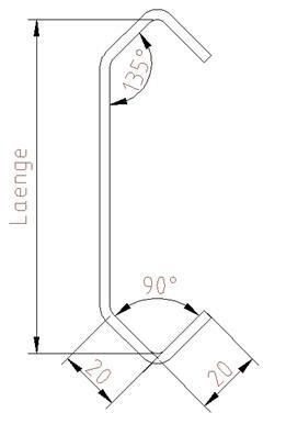Standardhaken Nr. CE20/20   planliegend