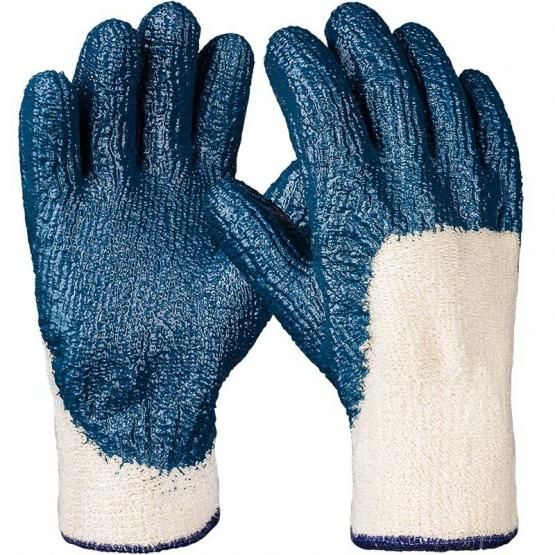 Nitril Handschuhe "Hercules", blau, 3/4 getaucht, Strickbund
