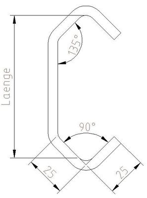 Standardhaken Nr. CE25/25 planliegend Standardhaken Nr. CE25/25 planliegend