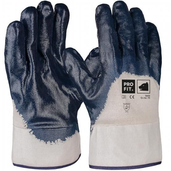 Nitril Handschuhe, "Mega", blau, 3/4 getaucht, Stulpe