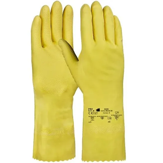 Latex Haushaltshandschuhe, leichte Qualität, 30 cm, gelb