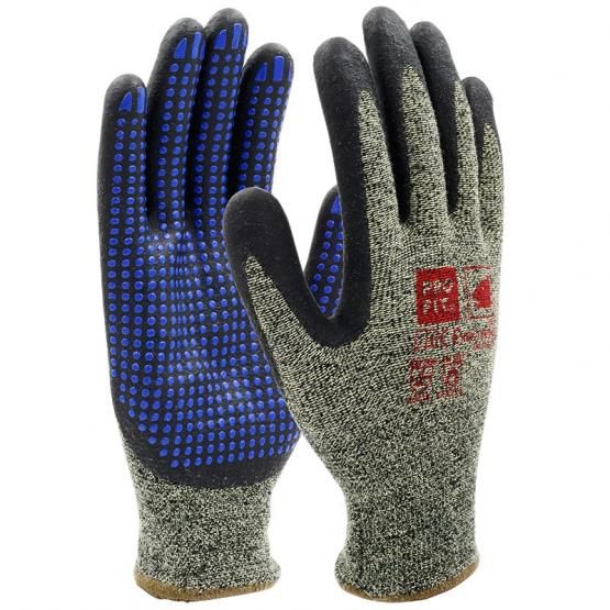 Nitril Handschuhe, "Kev-thermo", gelb/schwarz, Noppen