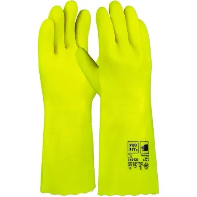 PVC Chemikalienschutzhandschuhe PVC Chemikalienschutzhandschuhe "Pirat Neon", 35 cm, geraut 10
