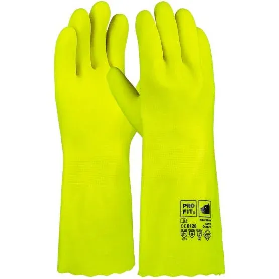 PVC Chemikalienschutzhandschuhe "Pirat Neon", 35 cm, geraut 10