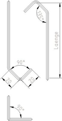 Vierkanthaken Nr.CE20/20 90° verdreht