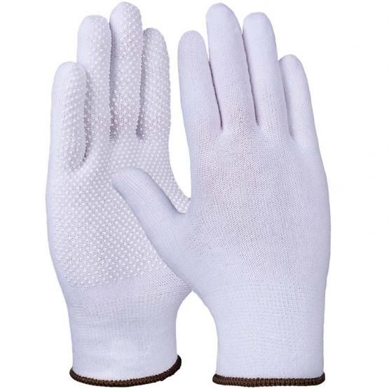 Baumwollhandschuh, Trikot, weiß, Noppen, ohne Naht