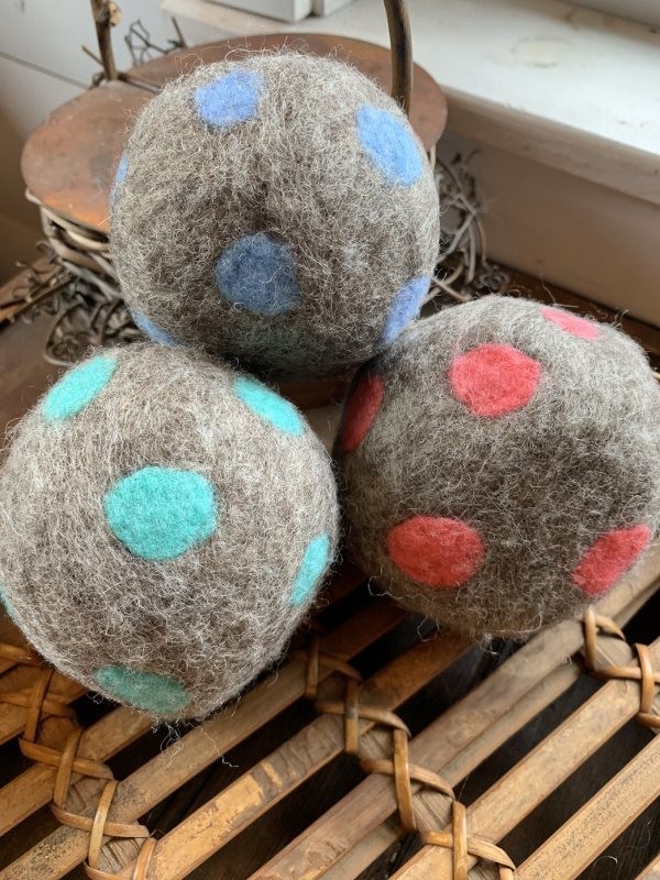 3 Ovella Wool Dryer Balls - Polka Dot Collection