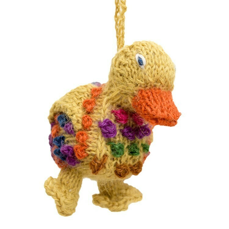 Hand Knit Llama Ornament, Animal: Duck