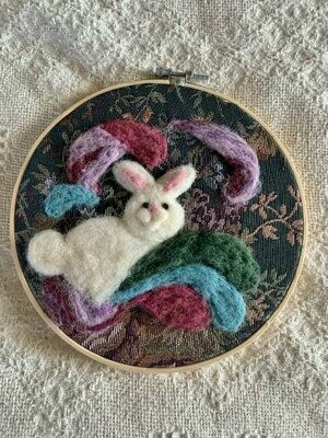 Felted Hoop Art - White Bunny