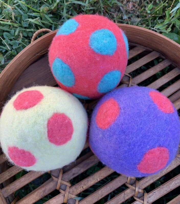 3 Ovella Wool Dryer Balls - Polka Dot Color Collection