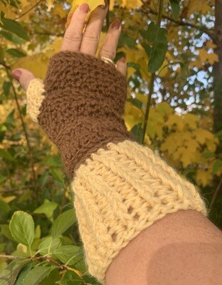 Two Tone Alpaca Fingerless Gloves