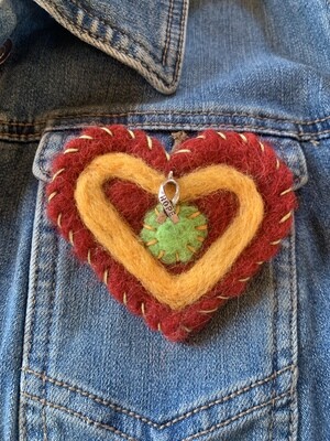 Red Heart Pin with Charm