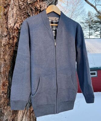 NEW Men's Plaid Lined Solid Full Zip Sweater