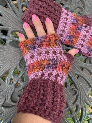 Fingerless Alpaca Gloves - Purple, Violet, Orange