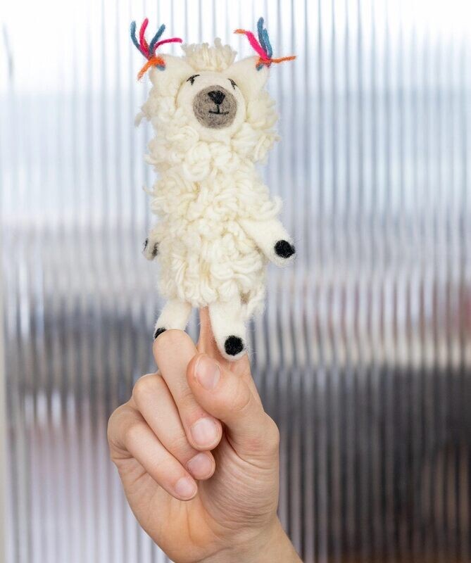 White Felted Llama Ornament
