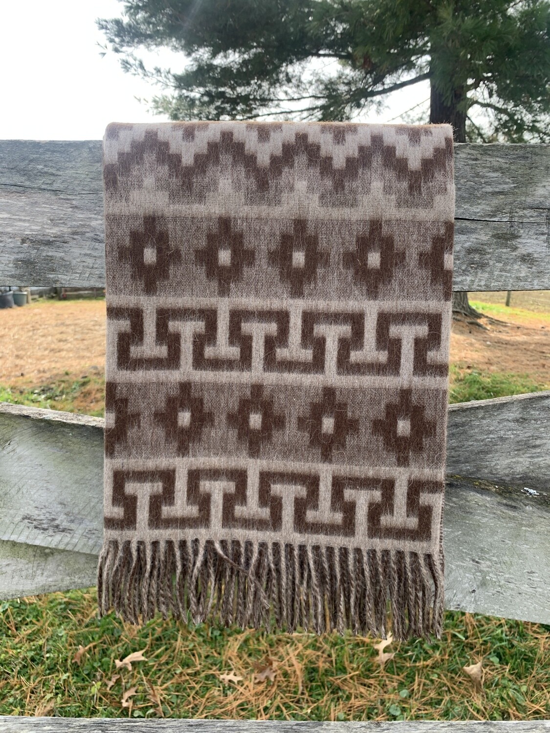 Geometric Alpaca Throw - Brown