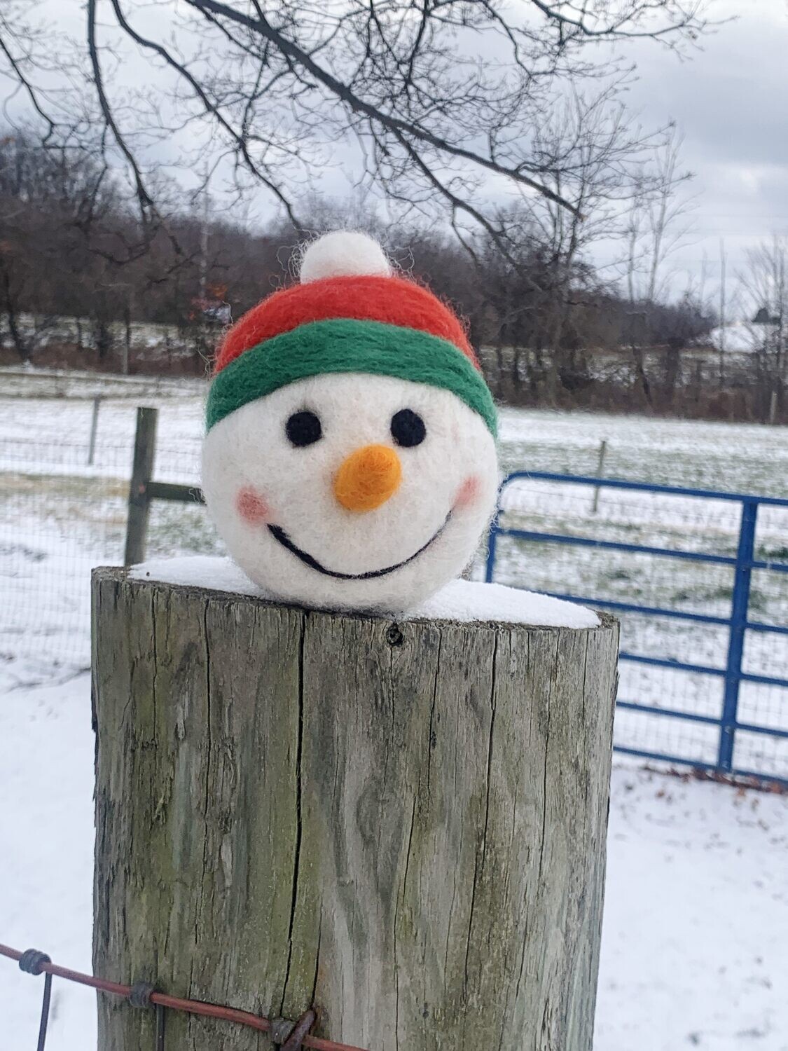 Needle Felted Snowman Ball