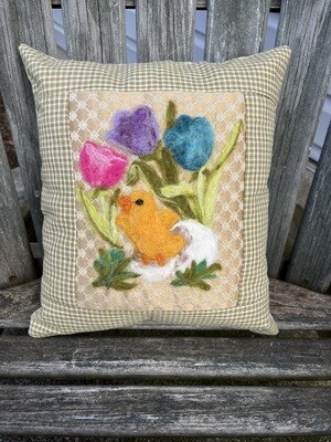 Needle Felted Spring Pillow