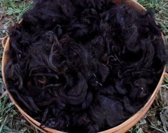 Suri Alpaca Fiber, 5 Inches, True Black, 2 Ounces, "Mayflower"