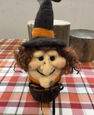 Handcrafted Needle Felted Witch Decoration