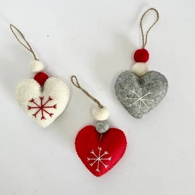 Felt Heart Christmas Ornament