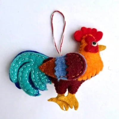 Felt Rooster Ornaments