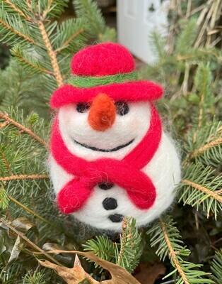 Handcrafted Needle Felted Snowman Collectible