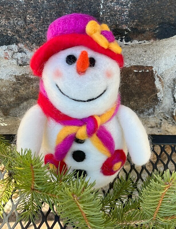 Handcrafted Needle Felted Snowman Collectible