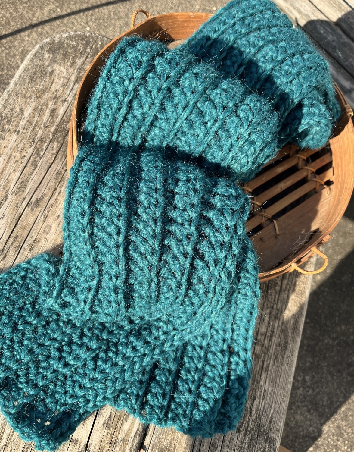 Bulky Ribbed Crochet Scarf - Pine Tree