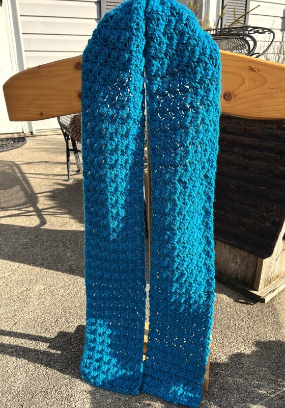Blanket Stitch Alpaca Scarf - Turquoise Sea