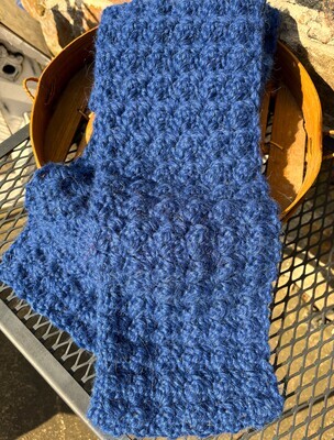 Blanket Stitch Bulky Alpaca Wool Scarf - Dockside