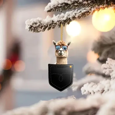 Alpaca Wearing Glasses Ornament