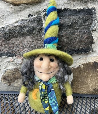 Handcrafted Needle Felted Witch Figure