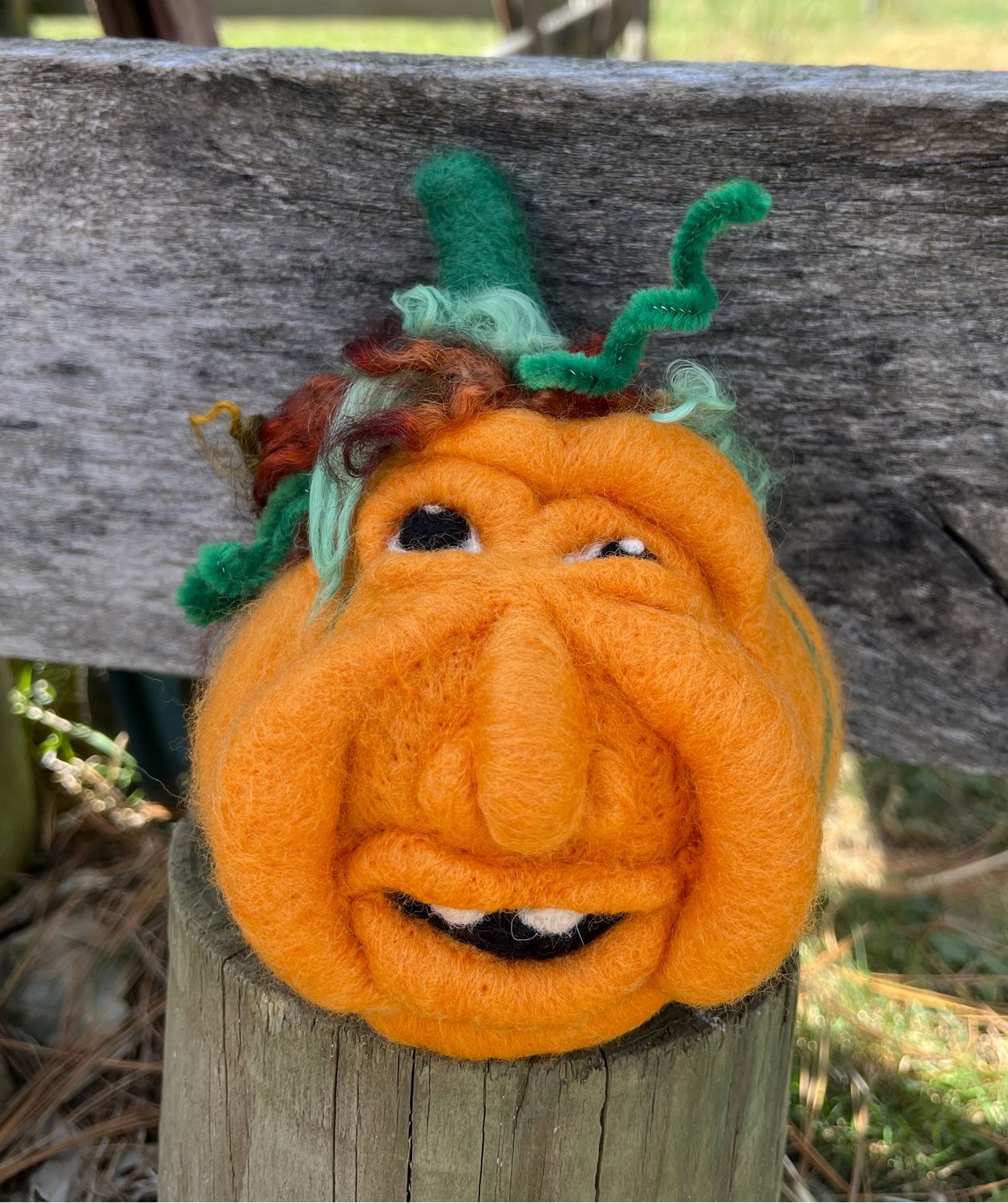 Needle Felted Pumpkin Face