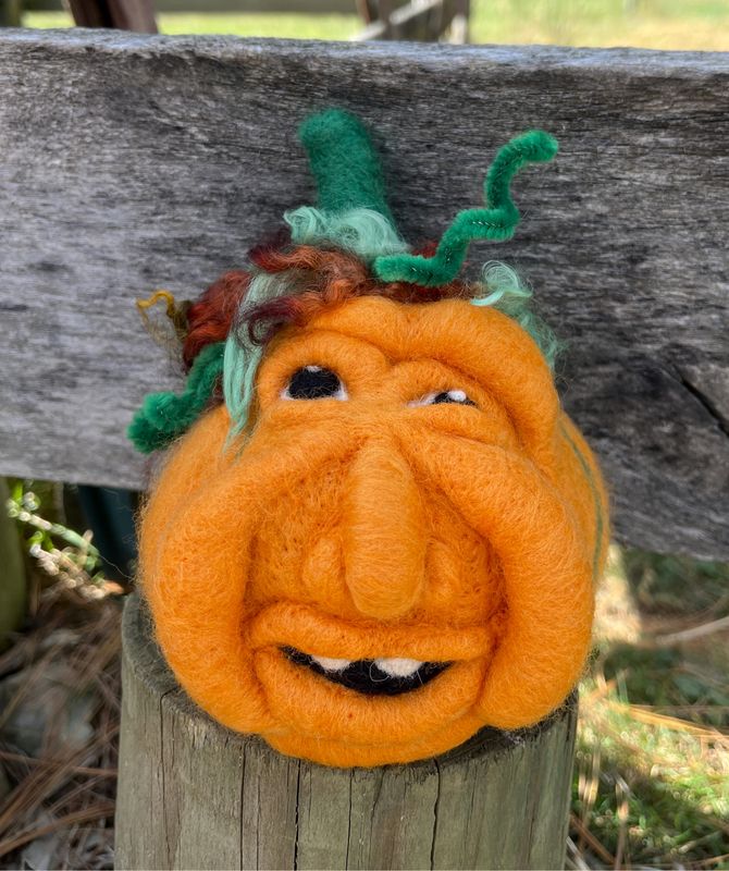 Needle Felted Pumpkin Face
