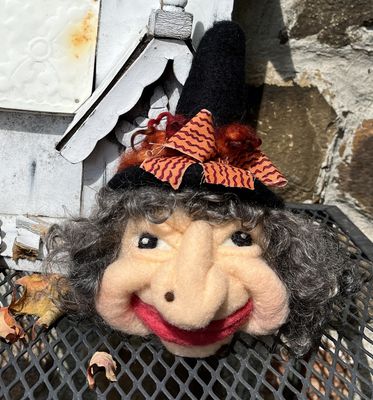 Needle Felted Witch Head Decoration