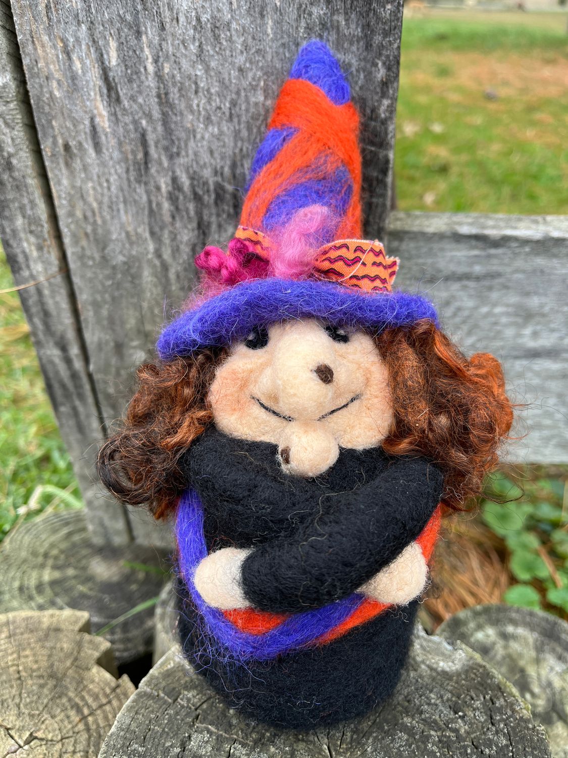 Handcrafted Needle Felted Witch Figure
