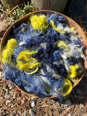 Suri Alpaca Fiber, Daisy, Indigo, Black, White
