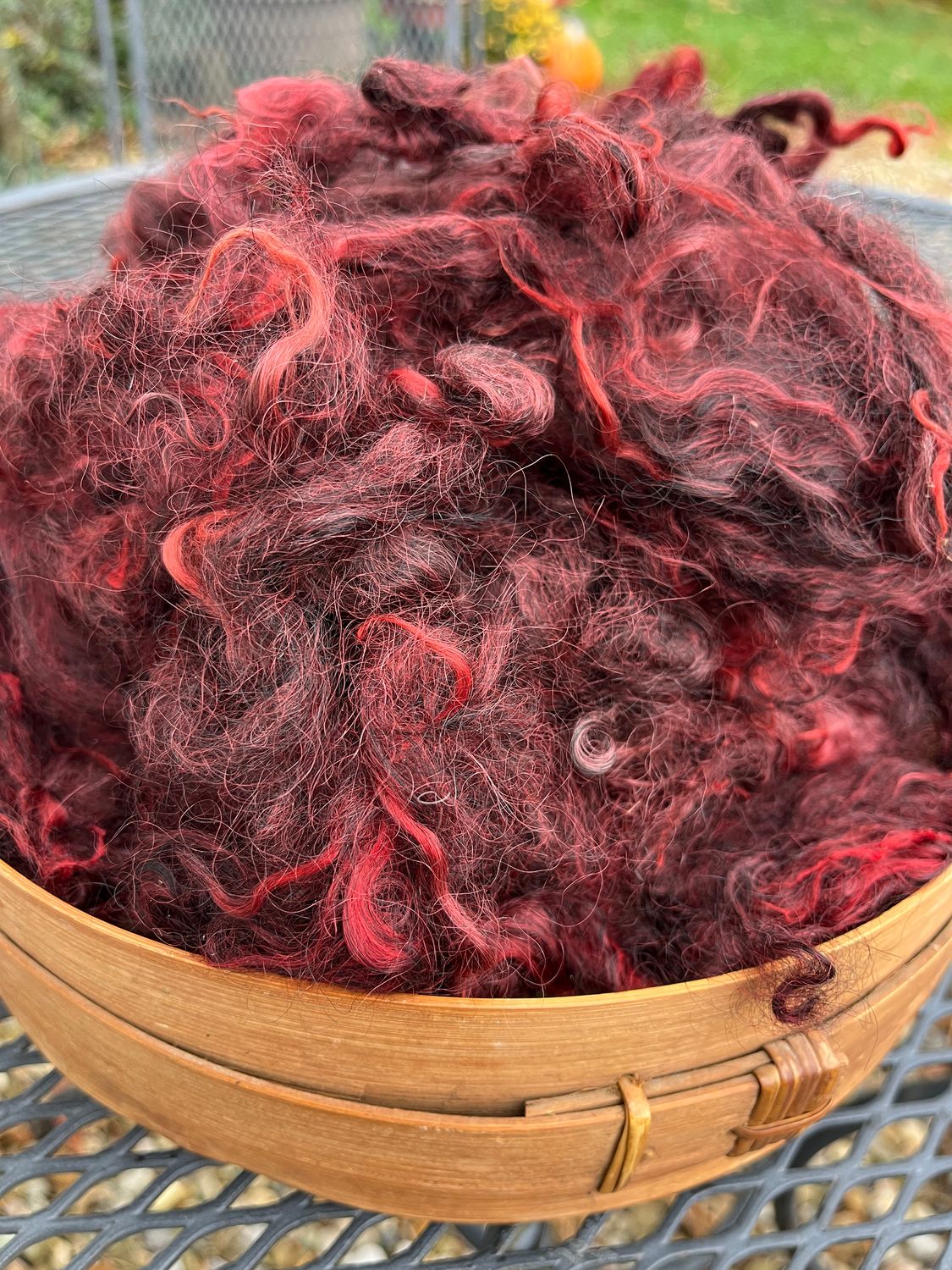 Hand-Dyed Mohair - Grey Overdyed Garnet