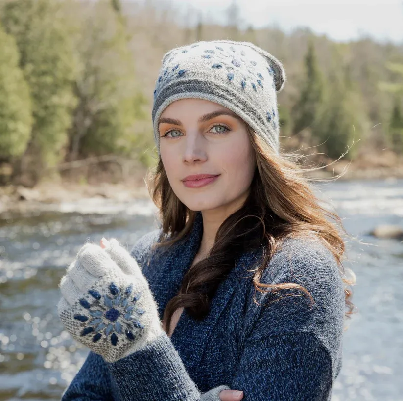 Snow Leopard Fingerless Alpaca Glove