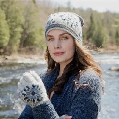 Snow Leopard Fingerless Alpaca Glove