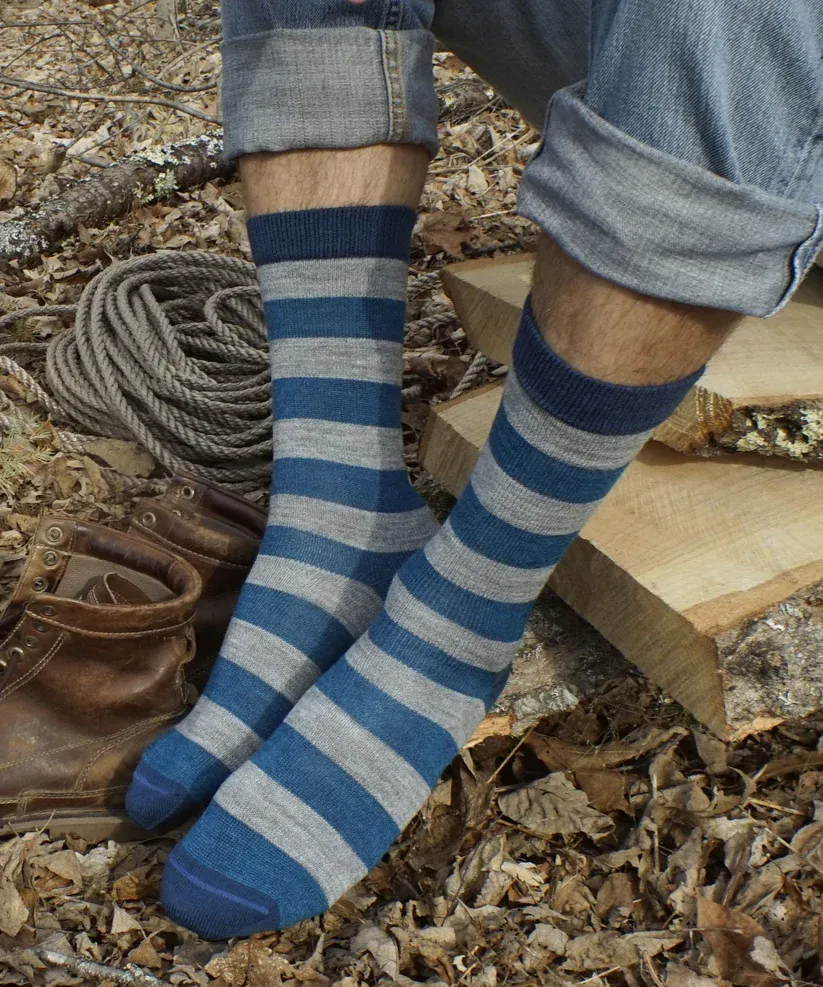 Tri-Color Striped Alpaca Socks